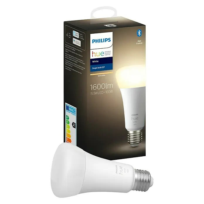 Philips Hue LED žarulja - E27, 15,5 W, 1.600 lm, Može se prigušiti, 1 kom - Dijagonalni pogled