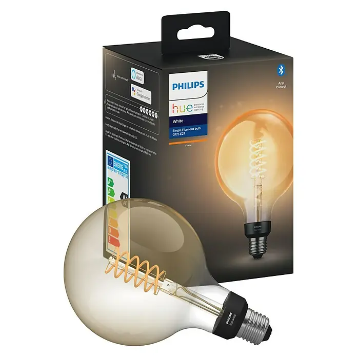 Philips Hue LED žarulja - E27, 7 W, Topla bijela, G125, Može se prigušiti - Dijagonalni pogled