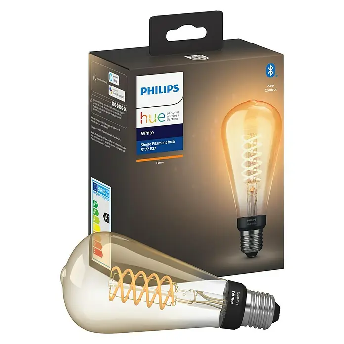 Philips Hue LED žarulja - E27, 7 W, Topla bijela, ST72, Može se prigušiti - Dijagonalni pogled