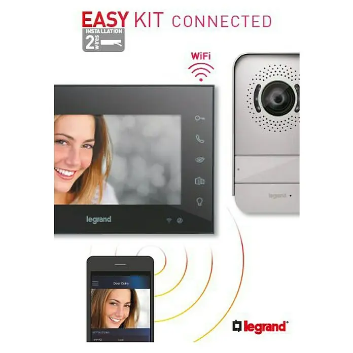 Legrand Videoportero en color Easy kit connected - Negro, Casa unifamiliar, Tipo de pantalla: Pantalla LCD