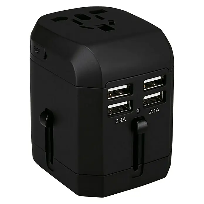 Metronic Cargador de viaje  4 puertos USB - Negro, 3 A - Vista angular