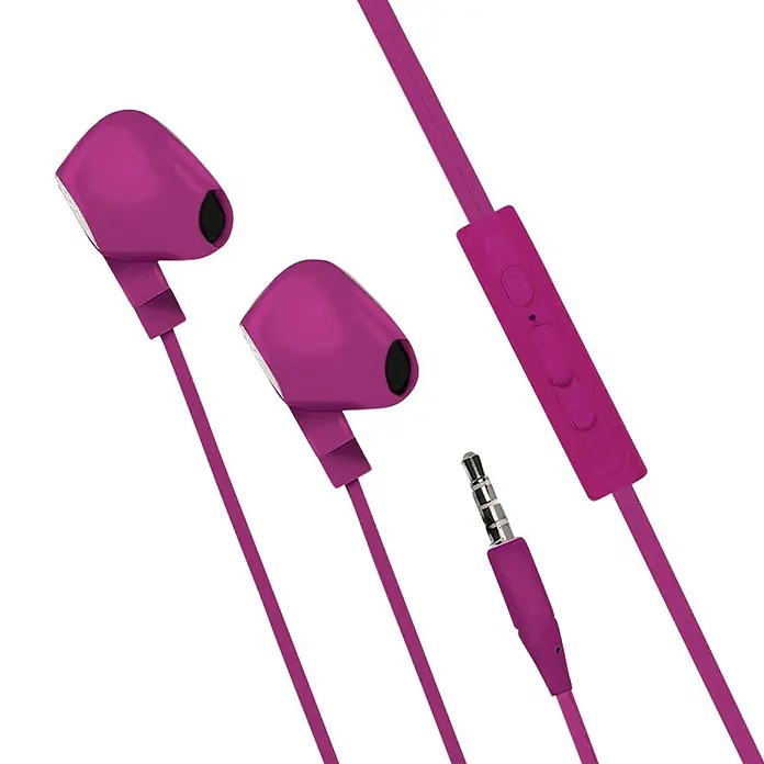 Metronic Auriculares con micro - Clavija Jack 3,5 mm, Violeta, Longitud del cable: 1,2 m - Primer plano