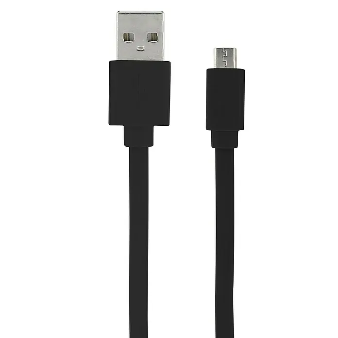Metronic Cable USB plano Mooov - 1 m, Clavija USB A, clavija USB Micro B, Negro - Primer plano