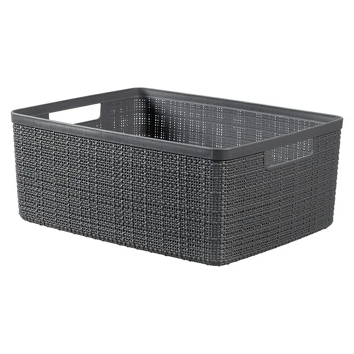Curver Kutija za pohranjivanje Jute M - Anthrazit - D x Š x V: 36 x 27 x 15 cm, Plastika, Antracit - Dijagonalni pogled