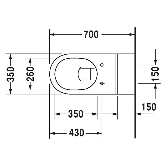 Duravit Architec Wand-WC - Mit Spülrand, Ohne Spezialglasur, Spülform: Tief, WC Abgang: Waagerecht, Weiß