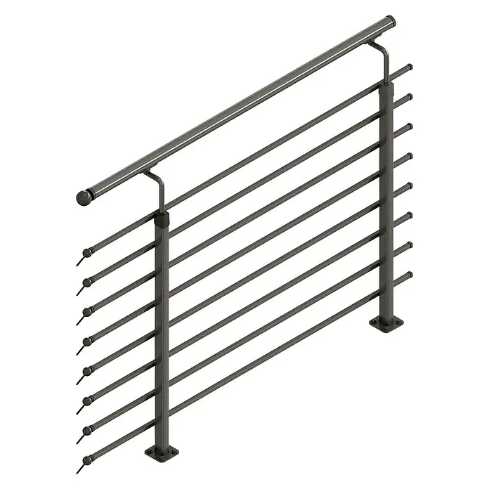 Fontanot Railing Juego de barandilla Steel 30 - Montaje sobre suelo, Acero, Gris, Largo: 150 cm - Vista angular