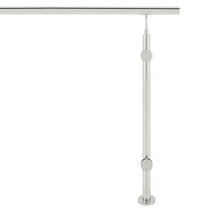 Fontanot Railing Juego de barandilla Inox21 Plus - Montaje sobre suelo, Acero, Gris metálico, Largo: 150 cm - Primer plano