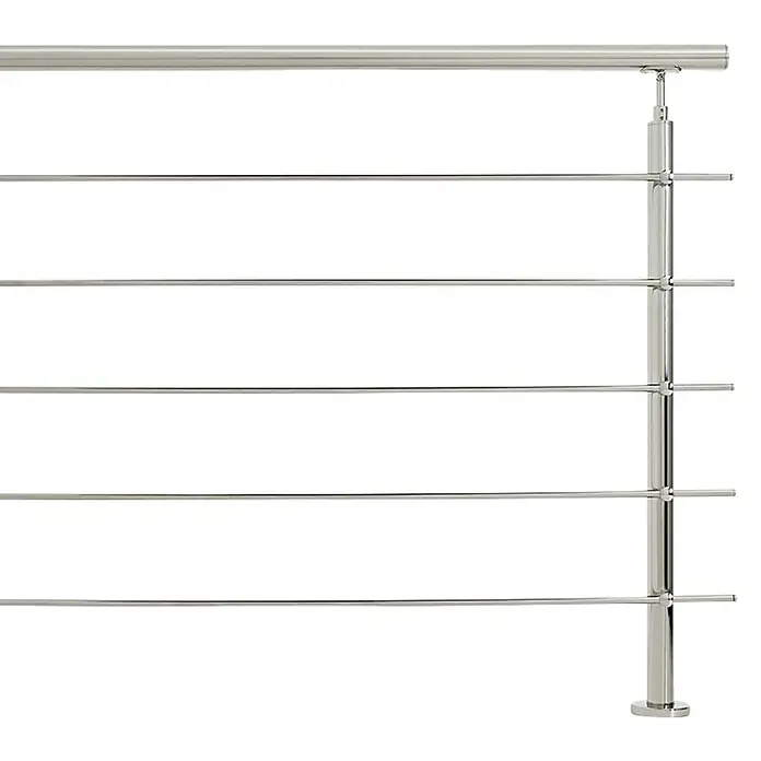Fontanot Railing Juego de barandilla Inox22 Wire Plus - Montaje sobre suelo, Acero, Gris metálico, Largo: 150 cm - Primer plano
