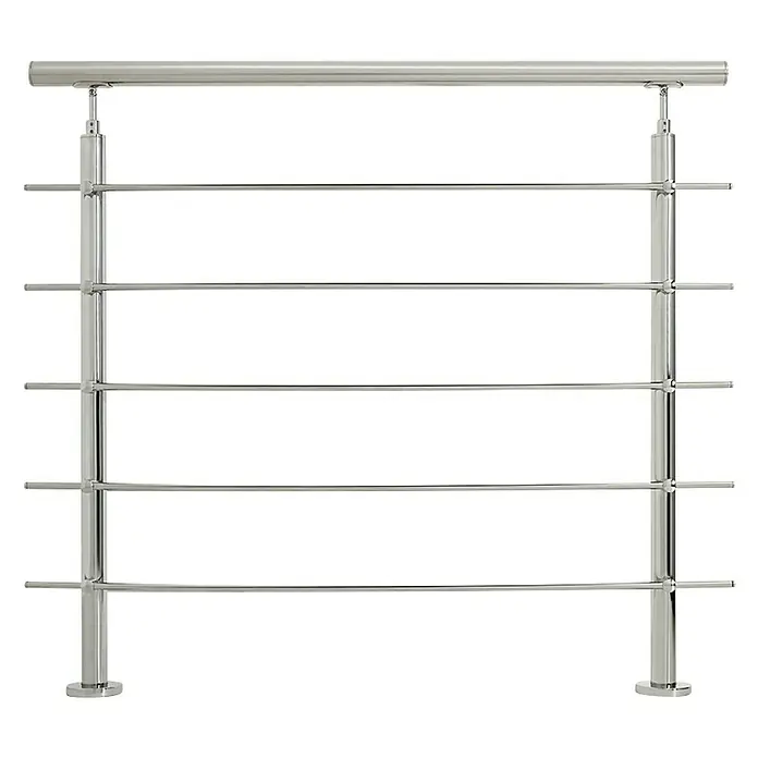 Fontanot Railing Juego de barandilla Inox22 Wire Basic - Montaje sobre suelo, Acero, Gris metálico, Largo: 150 cm - Vista frontal