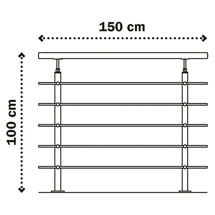Fontanot Railing Juego de barandilla Inox22 Wire Basic - Montaje sobre suelo, Acero, Gris metálico, Largo: 150 cm