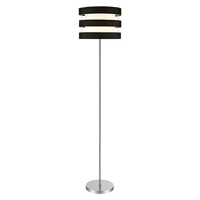 Lámpara de pie Piano - 60 W, Altura: 155 cm, Negro/blanco, Plateado, E27 - Vista frontal