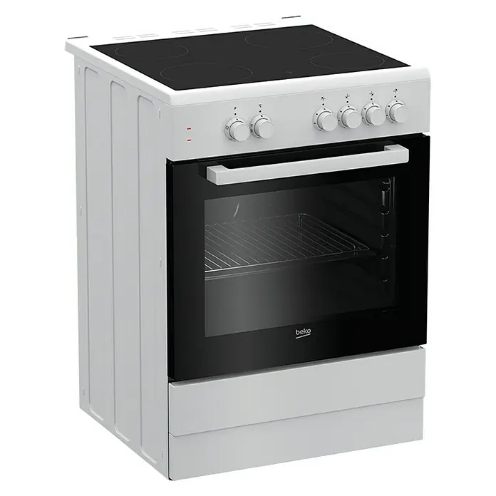 Beko Cocina FSS67000GW - Horno: 4 tipos de calentamiento, Zona de cocción: 4 zonas de cocción - Vista angular