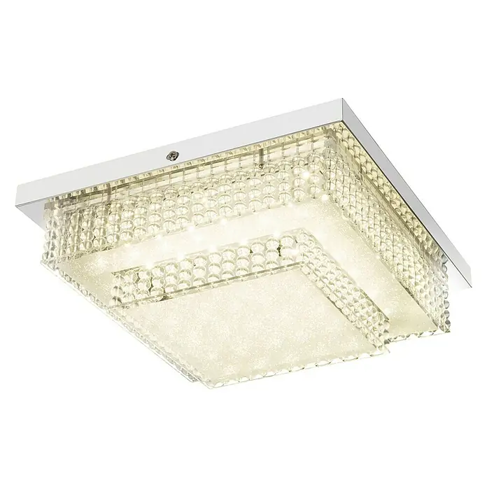 Globo LED-Deckenleuchte CAKE I - 16 W, L x B x H: 28 x 28 x 9 cm, Chrom, Neutralweiß - Diagonale Ansicht