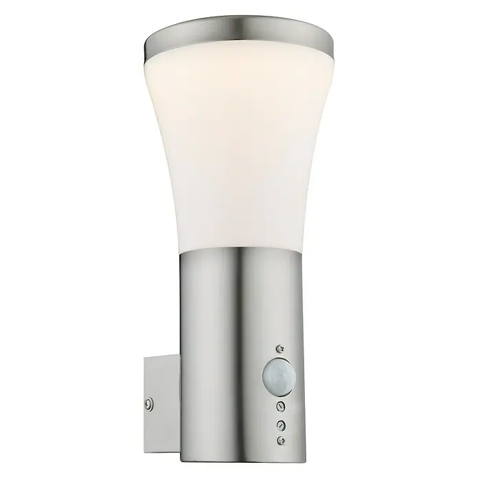 Globo LED-Sensor-Außenwandleuchte ALIDO - 10 W, Opal, Warmweiß - Diagonale Ansicht