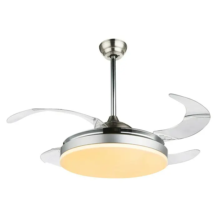 Globo Deckenventilator CABRERA - Nickel matt, Silber, Ø x H: 100 x 62,5 cm - Diagonale Ansicht