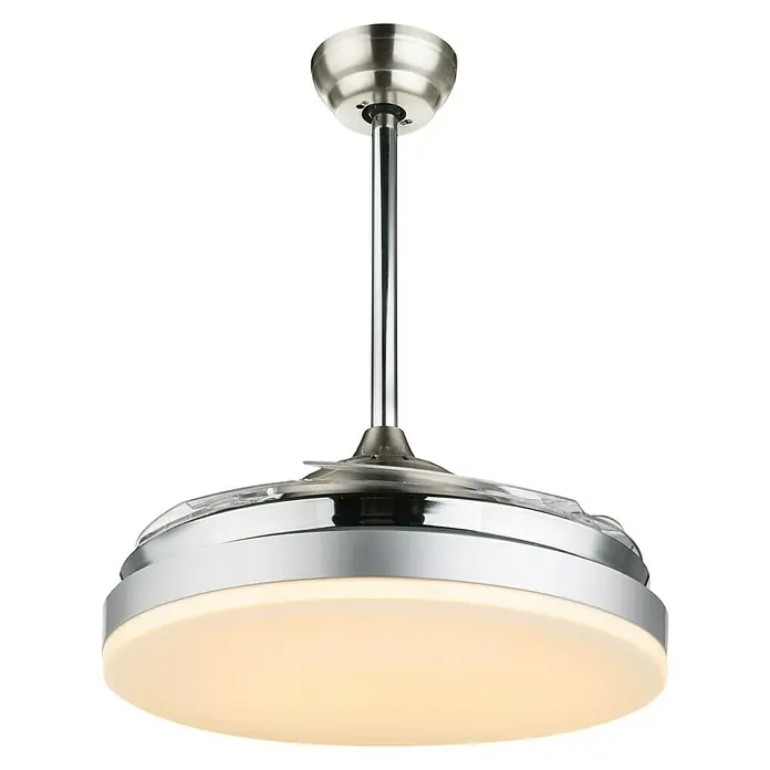 Globo Deckenventilator CABRERA - Nickel matt, Silber, Ø x H: 100 x 62,5 cm - Diagonale Ansicht
