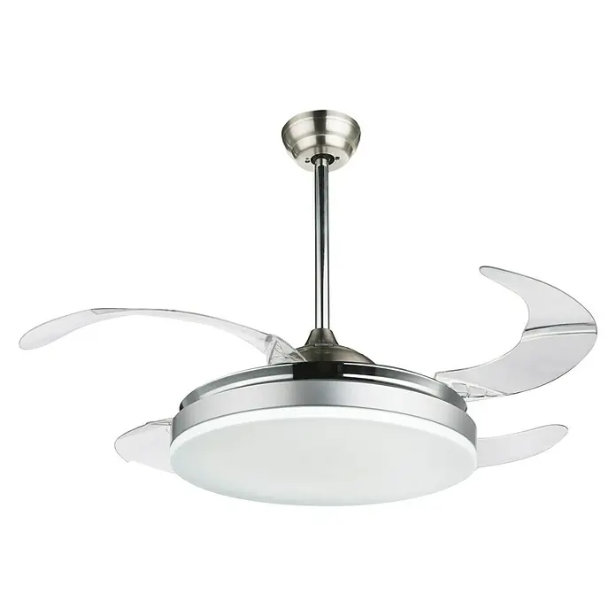 Globo Deckenventilator CABRERA - Nickel matt, Silber, Ø x H: 100 x 62,5 cm - Diagonale Ansicht