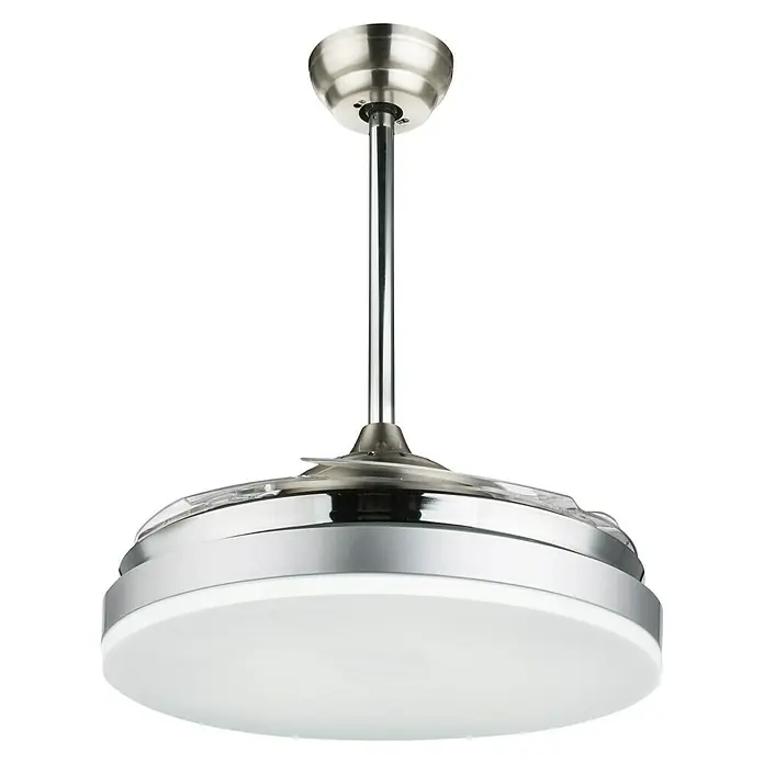 Globo Deckenventilator CABRERA - Nickel matt, Silber, Ø x H: 100 x 62,5 cm - Diagonale Ansicht
