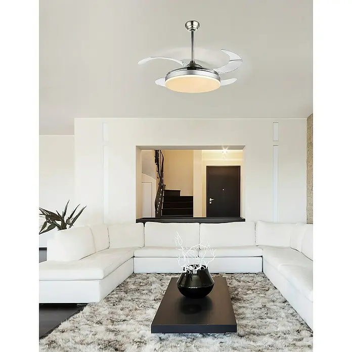 Globo Deckenventilator CABRERA - Nickel matt, Silber, Ø x H: 100 x 62,5 cm - Stimmungsaufnahme