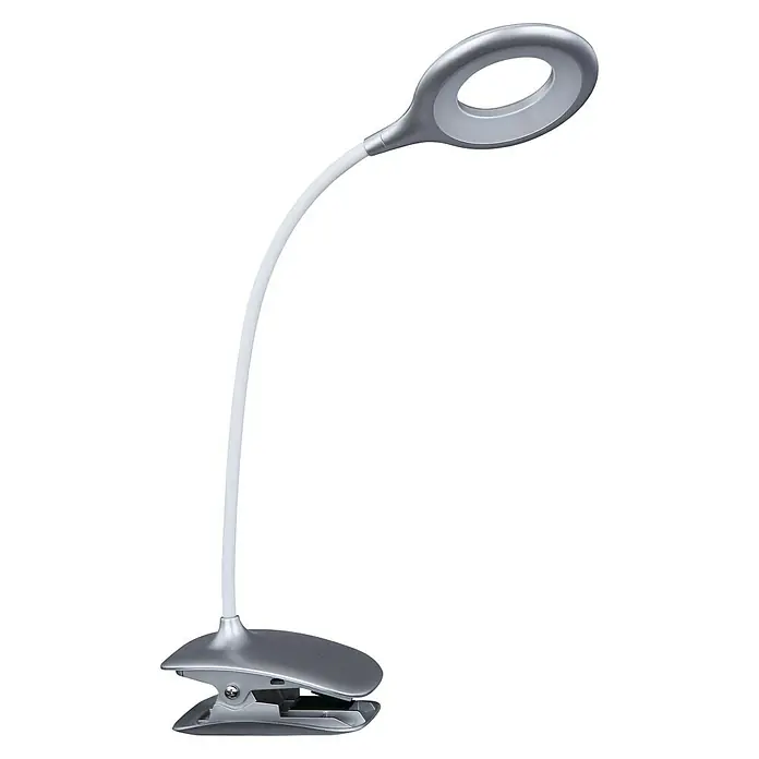 Globo LED-Klemmleuchte PIA - 3 W, Silber, Weiß, L x B x H: 43 x 43 x 49 cm, Schutzklasse: III - Diagonale Ansicht