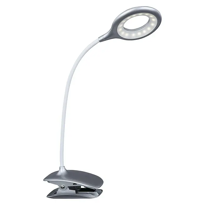 Globo LED-Klemmleuchte PIA - 3 W, Silber, Weiß, L x B x H: 43 x 43 x 49 cm, Schutzklasse: III - Diagonale Ansicht