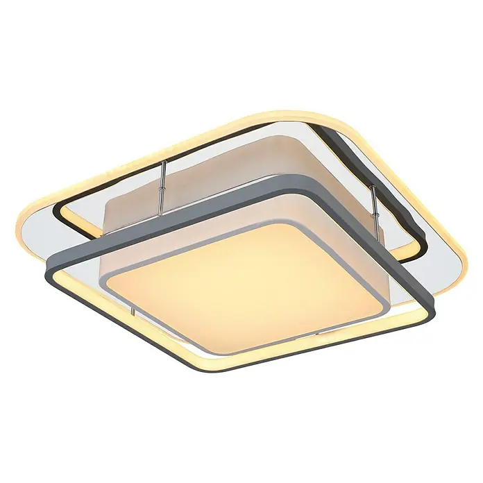 Globo LED-Deckenleuchte LEOLA - 60 W, L x B x H: 49 x 49 x 10,5 cm, Warmweiß - Diagonale Ansicht
