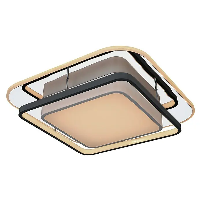 Globo LED-Deckenleuchte LEOLA - 60 W, L x B x H: 49 x 49 x 10,5 cm, Warmweiß - Diagonale Ansicht