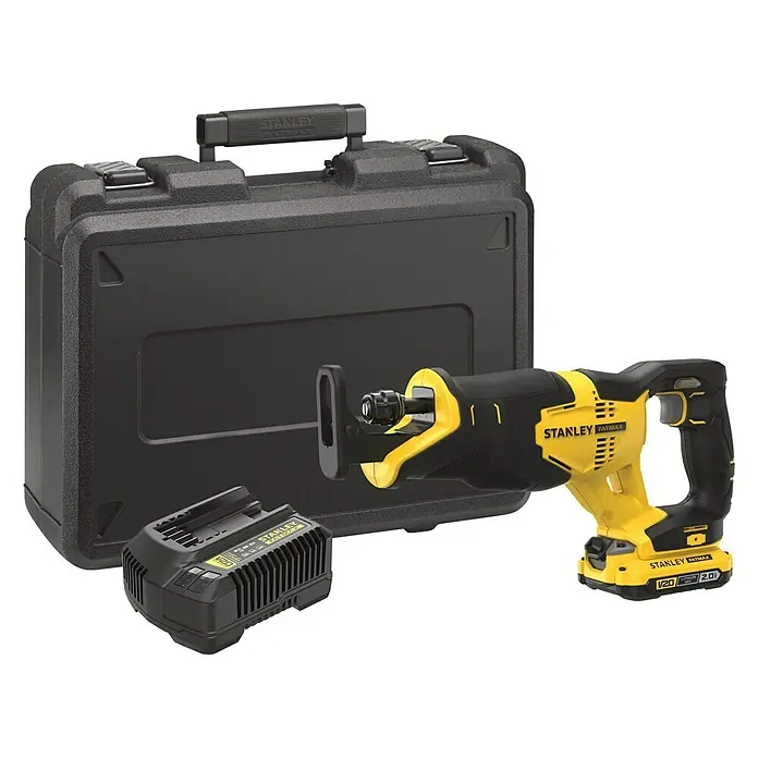 Stanley FatMax Sierra de sable de batería SFMCS300D1K - 18 V, Iones de litio, 1 batería, Número de carreras marcha en vacío: 0 - 3.000 carreras/min - Vista angular