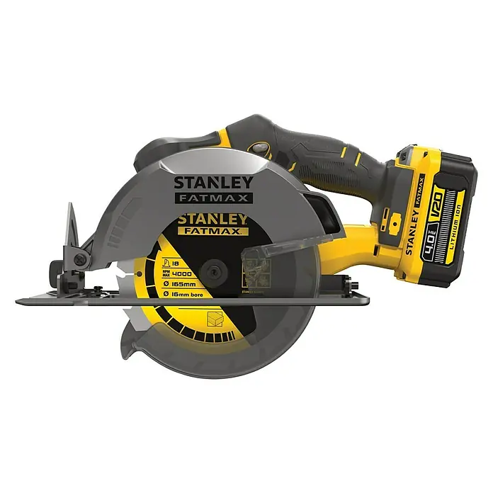 Stanley FatMax Sierra circular de batería SFMCS500M1K-QW - 18 V, Iones de litio, Sin batería, Diámetro hoja de sierra: 165 mm - Vista de perfil derecho