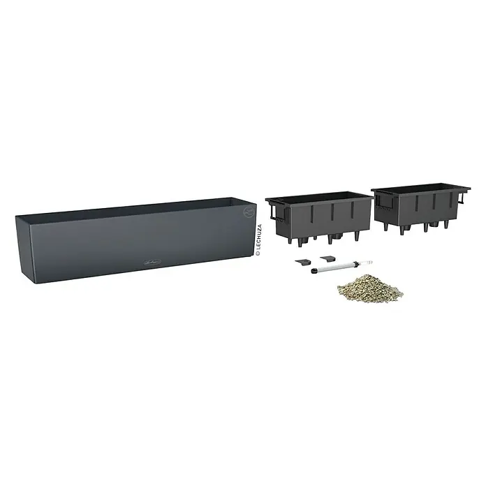 Balkonkasten Balconera - Max. Außenlänge: 79 cm, Schiefergrau - Diagonale Ansicht