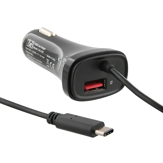 T'nB Cargador rápido - Negro, 2 conexiones USB - Vista angular
