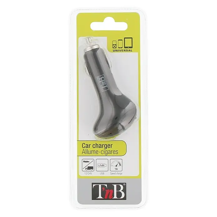 T'nB Cargador rápido - Negro, Toma USB - Vista frontal