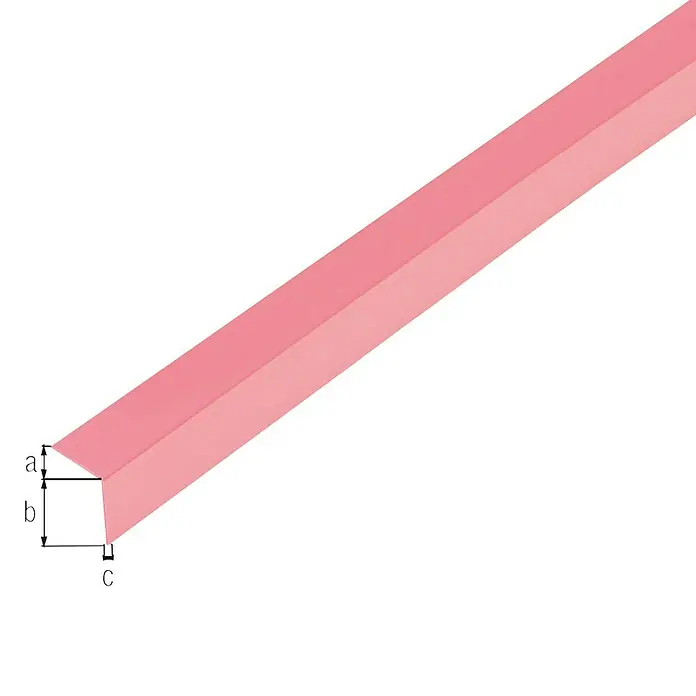 GAH Alberts Perfil angular - L x An x Al: 2.600 x 20 x 20 mm, Espesor: 1,5 mm, PVC, Rosa - Vista angular