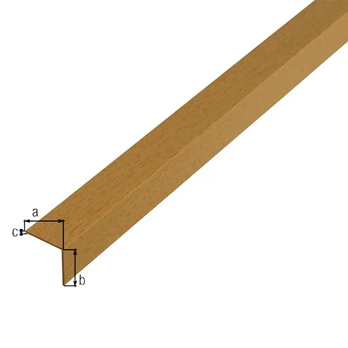 GAH Alberts Perfil angular - L x An x Al: 1.000 x 20 x 20 mm, Espesor: 1,5 mm, PVC, Haya - Vista angular