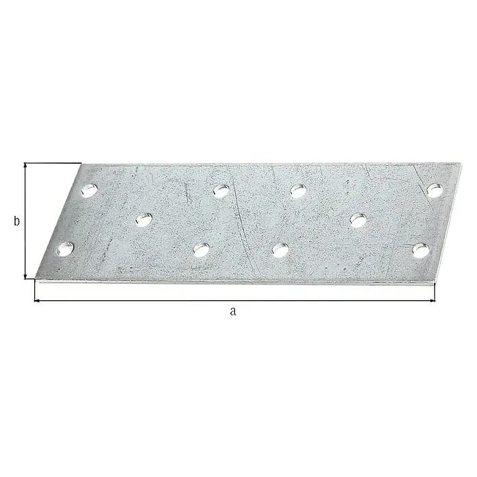 GAH Alberts Pletina de ensamblaje - 10 agujeros, L x An x Al: 115 x 40 x 2 mm, Galvanizado Sendzimir - Vista frontal