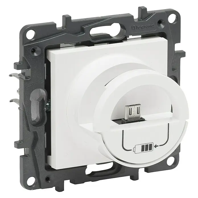 Legrand Niloé Conector USB Dock station - Hembrilla F, Blanco - Vista angular