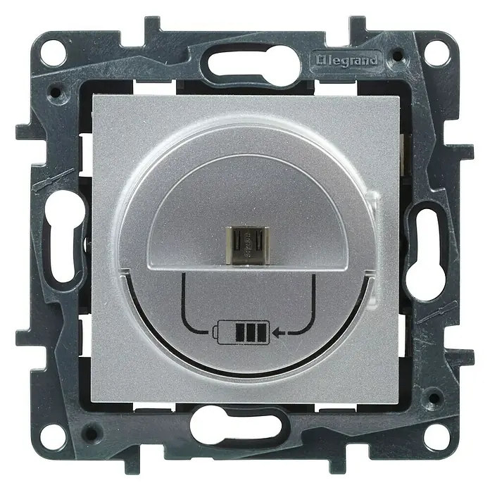 Legrand Niloé Conector USB Dock station - Hembrilla F, Aluminio - Vista frontal