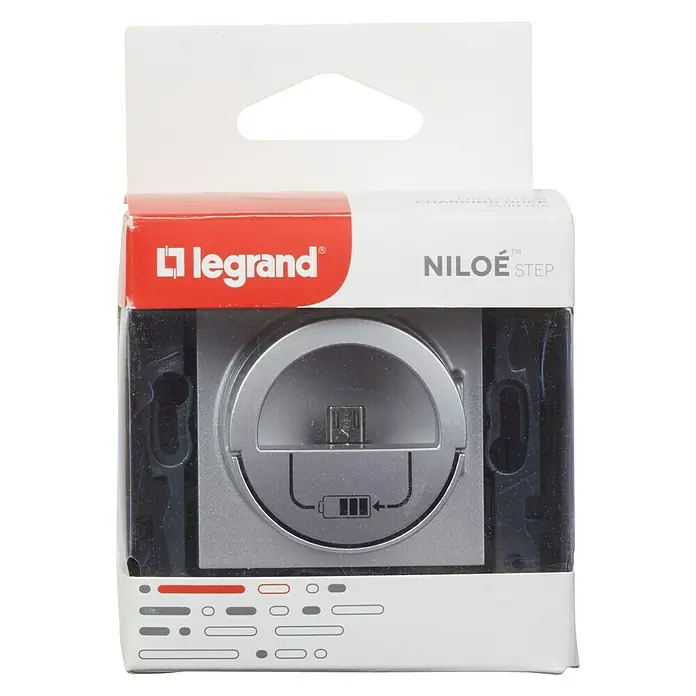Legrand Niloé Conector USB Dock station - Hembrilla F, Aluminio - Vista frontal