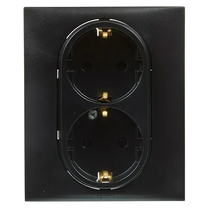 Legrand Niloé Step Enchufe doble - Antracita, x 2, Plástico, Montaje en la pared - Vista frontal