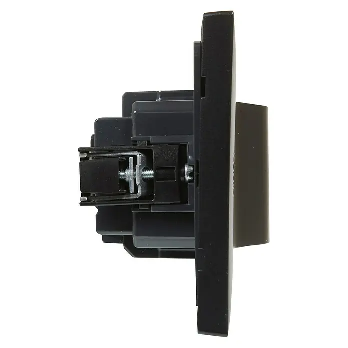 Legrand Niloé Step Enchufe con USB Combi - Antracita, 2 Polos + Toma Tierra, Plástico - Vista de perfil izquierdo