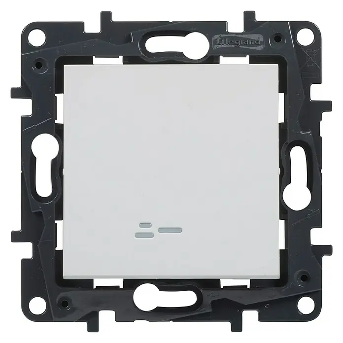 Legrand Niloé Step Interruptor/Conmutador - Blanco, Plástico, Montaje en la pared, 1 ud. - Vista frontal