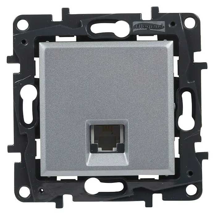 Legrand Niloé Step Toma de teléfono RJ11 - Aluminio, Montaje en la pared - Vista frontal