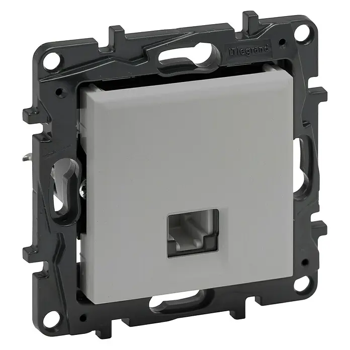 Legrand Niloé Step Toma de teléfono RJ11 - Aluminio, Montaje en la pared - Vista angular