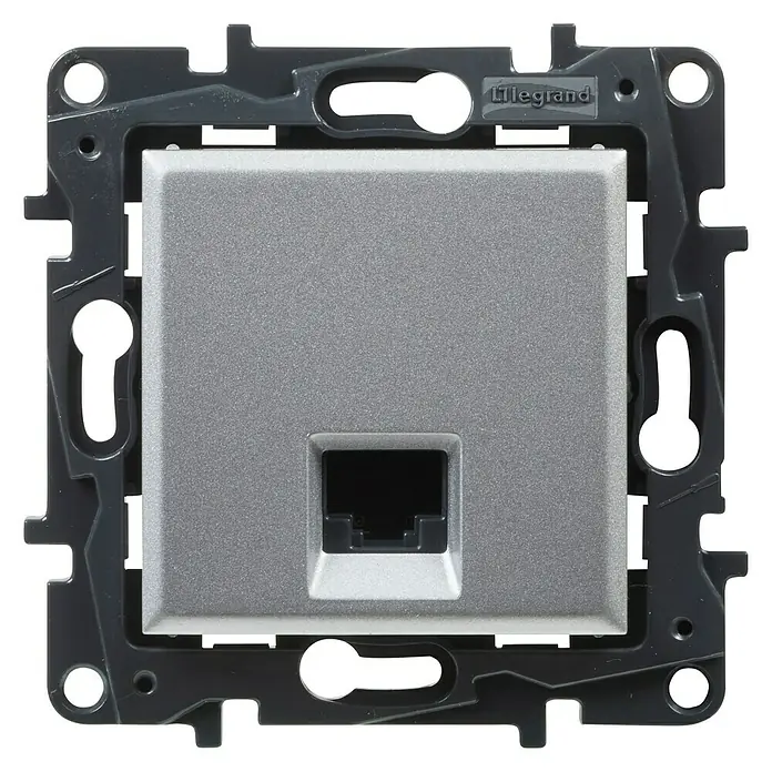 Legrand Niloé Step Toma de red RJ45 - Aluminio, 1 canal, Plástico, Montaje en la pared - Vista frontal