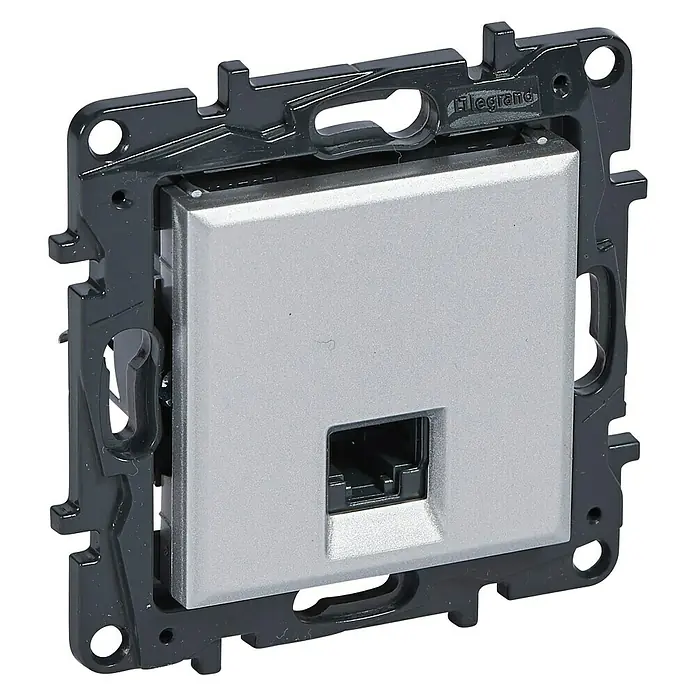Legrand Niloé Step Toma de red RJ45 - Aluminio, 1 canal, Plástico, Montaje en la pared - Vista angular
