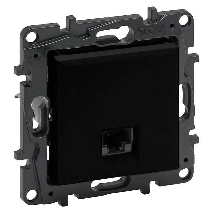 Legrand Niloé Step Toma de red RJ45 - Antracita, 1 canal, Plástico, Montaje en la pared - Vista angular