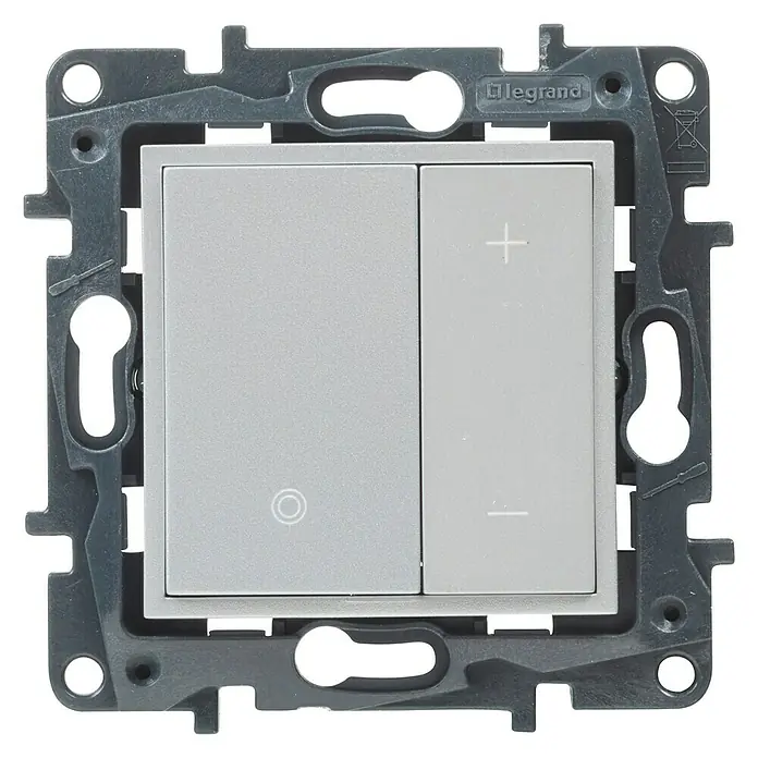 Legrand Niloé Step Regulador luminoso + Pulsador - Aluminio, Plástico, Montaje en la pared - Vista frontal