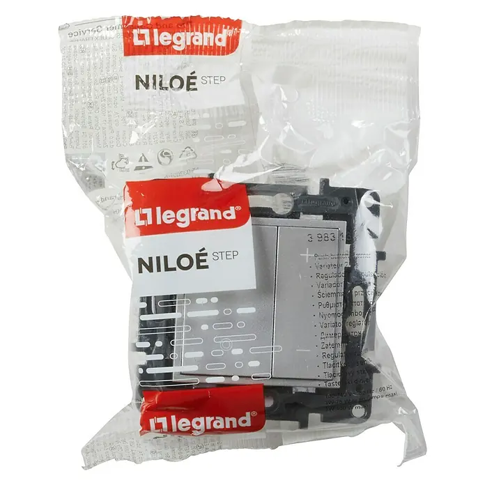 Legrand Niloé Step Regulador luminoso + Pulsador - Aluminio, Plástico, Montaje en la pared - Vista frontal