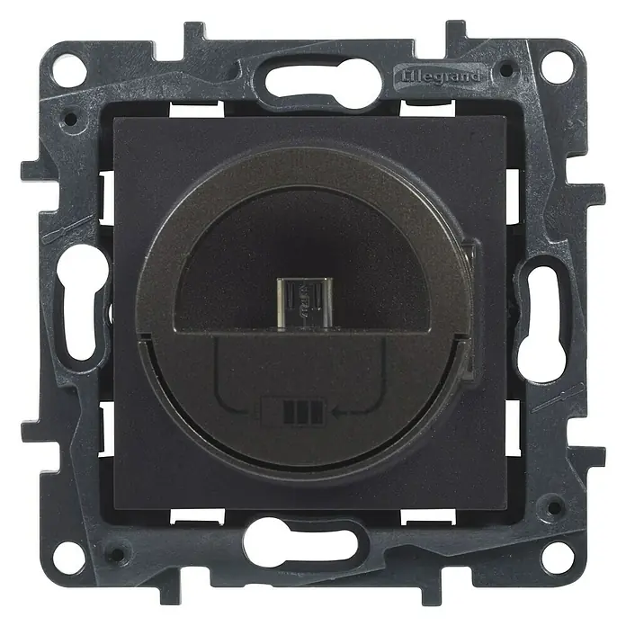 Legrand Niloé Conector USB Dock station - Hembrilla F, Antracita - Vista frontal