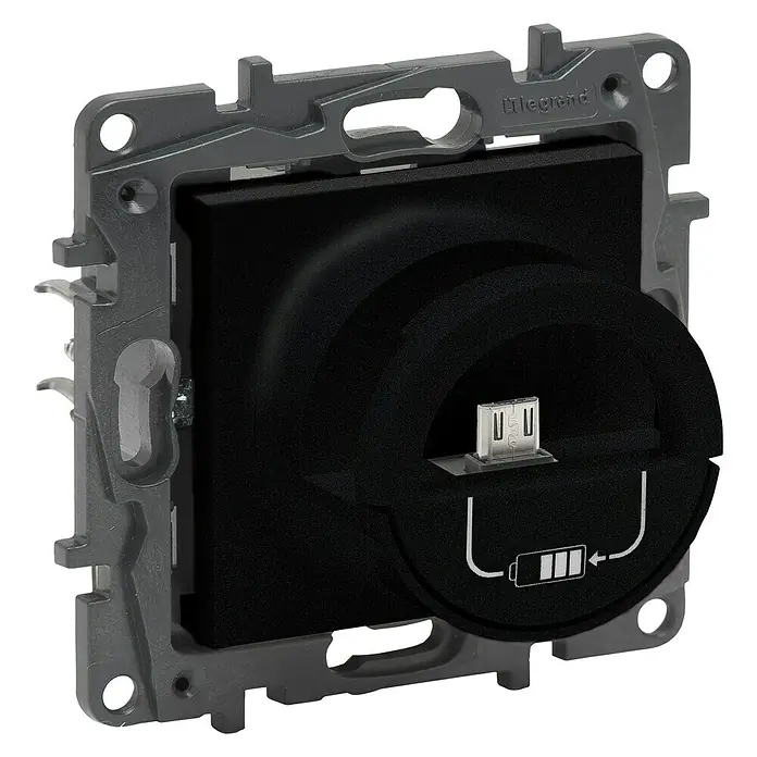 Legrand Niloé Conector USB Dock station - Hembrilla F, Antracita - Vista angular